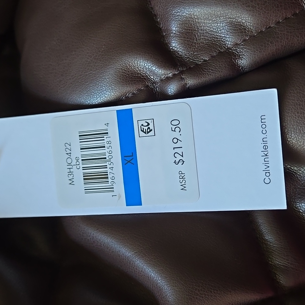 Calvin Klein Quilted Faux Leather Puffer Coat NWT Size XL Coffee Bean Brown - Picture 11 of 11
